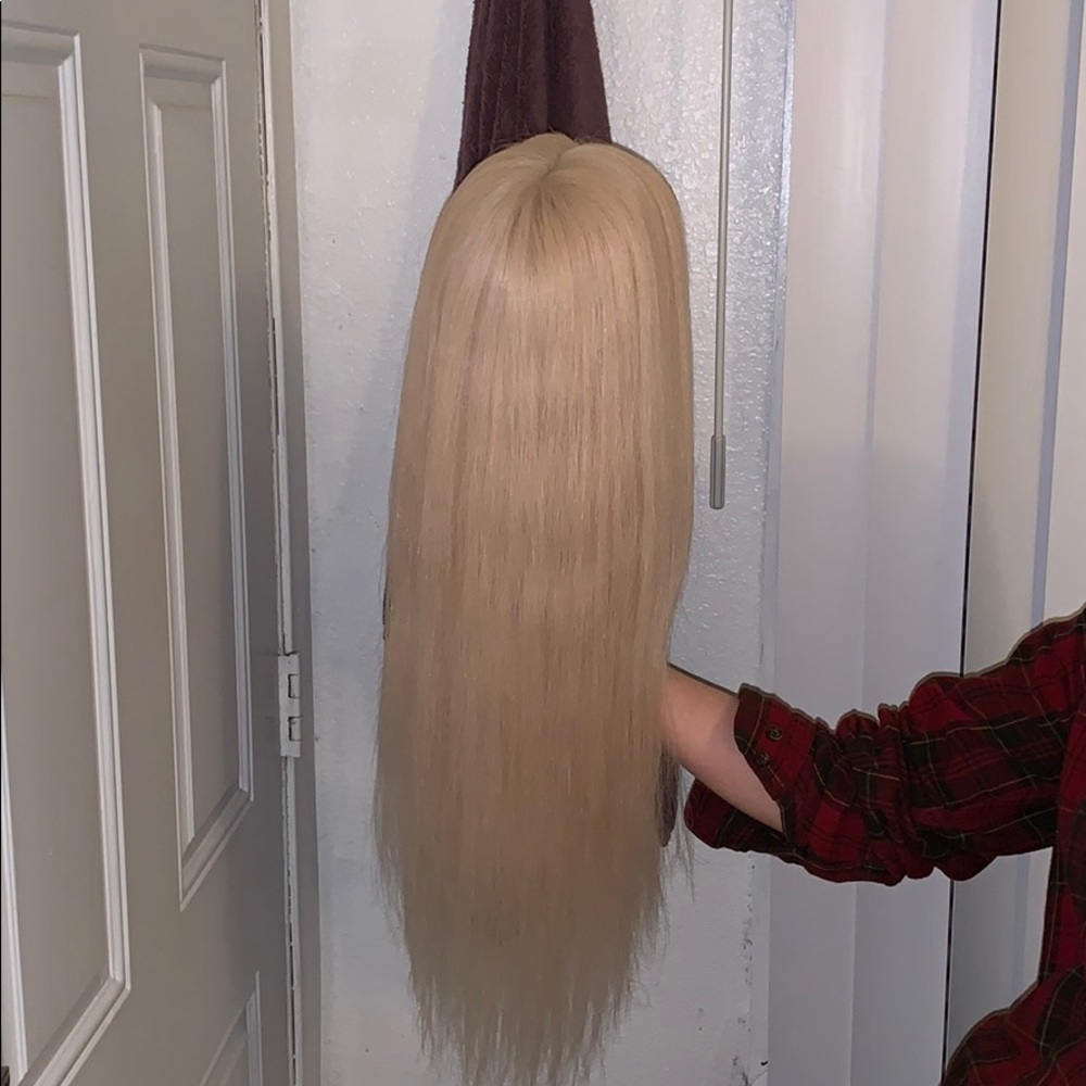 Blonde human hair wig